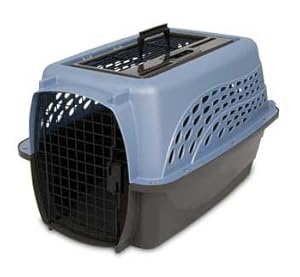 Petmate Two Door Top Load 24-Inch Pet Kennel, Metallic Pearl Ash Blue and Coffee Ground Bottom
