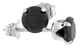 Black CZ 1.0 Carat Size Brilliant Cut Stud Earrings