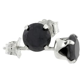 Black CZ 1.0 Carat Size Brilliant Cut Stud Earrings