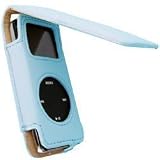 (Light Blue) Leather Flip Case w/ Cover for iPod Nano w/ Belt Clip
