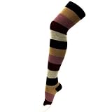 Browns- Comfortable and Fashionable Colorful Stripe Thigh High Stockings for Women