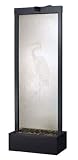 Large Center Mount Gardenfall Botanica Series Floor Fountain (GF83B/83H) Surface/Frame Design: Egret, w/ clear coat surface & black onyx frame