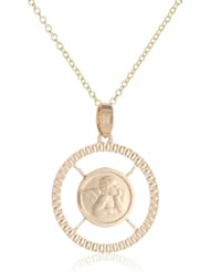 14k Yellow Gold D-cut Angel Pendant Necklace, 18"