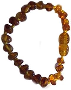 Baltic Amber Teething Bracelet - Best for Relieving Pain Naturally and Reduces Drooling - Recommended By Mothers of Boys and Girls (Unisex) (Bracelet/anklet, Cognac)