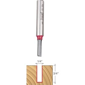 Freud 05-136 1/4" Diameter X 3/4" Single Flute Straight Router Bit with 3/8" Shank