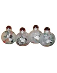 Chinese Four Seasons cranes glass snuff bottles - reverse painted