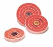MUSLIN BUFF ORANGE LEATHER CENTER 3" DIAMETER X 50 PLY 3 ROWS OF STITCHING