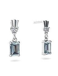 Genuine Aquamarine 14kt White Gold Dangle Drop Earrings
