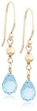 14k Yellow Gold, December Birthstone, Blue Topaz Briolette Hook Earrings