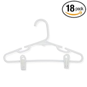 Honey-Can-Do HNG-01329 Kid's Tubular Hanger with Clips, White, 18-Pack