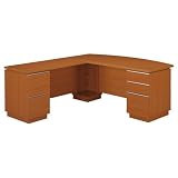 Bush Furniture Milano Left L-Desk 72-Inch Full Ped, Golden Anigre