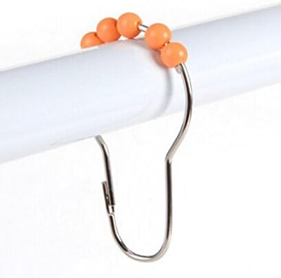 Yangtze Shower Curtain Rings - Set of 12 Stainless Steel, Polished Chrome &amp; Acryl Ring Hooks - Unique Bathroom Hardware