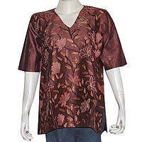 Kurtis Clothes from India Maroon Womens Summer Fashion Embroidery Size L