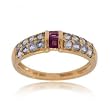 Natural Amethyst and Blue Topaz Ring in Solid Yellow Gold