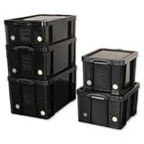 Really Useful Storage Box Plastic Recycled Robust Stackable 84 Litre W444xD710xH380mm Black Ref 84L - SP846629
