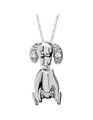 Sterling Silver and Diamond Daisy the Dog Pendant Necklace, 16"