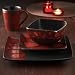 American Atelier Safari 16-Piece Red Giraffe Dinnerware Set