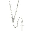 Clear Beaded Chain Link Rosary with Our Lady of the Miraculous Centerpiece - 24'' Necklace Part, 17'' Overall Length - Clasp to Wear as Necklace