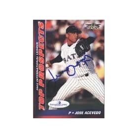 Jose Acevedo, Louisville Bats - Reds Affiliate, 2002 Choice Marketing IL Top Prospects Autographed Card