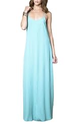 Keyhole Slit Elasticized   Waistline Crepe Maxi Dress 