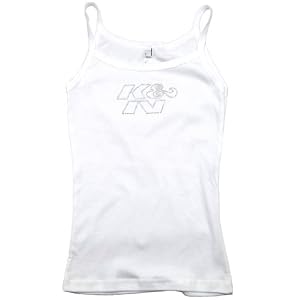 K&N 88-7026-S White Small Rhinestoned Logo Spaghetti Tank Women's Top