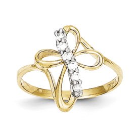 Genuine IceCarats Designer Jewelry Gift 10K Cz Cross Ring Size 6.00