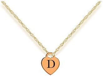 Letter D Gold Heart Charm w/ 16" Gold Chain Necklace - PREMIUM Laser Engraved Pendant