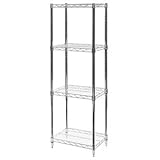 SI 12" Deep x 18" Wide Chrome Wire Shelving Unit with Four Shelves