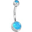 Austrian Crystal Caribbean Blue Opal DOUBLE GEM Belly Ring