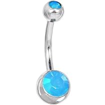 Swarovski Caribbean Blue Opal DOUBLE GEM Belly Ring