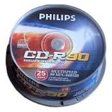 CD PHILIPS 90 Minutes CD-R 800 MB Multi Speed 25 Tub