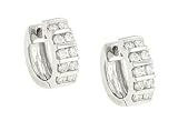 5 Row Bar Set Round Diamond Small Hoop Earring .44cttw