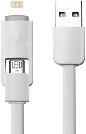 LEDVAS 3FT Colorful New 2 in 1 USB Data Sync Charger Cable Adapter for iPhone Android Phone (White)