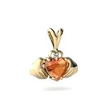 14K Yellow Gold Heart Fire Opal Celtic Claddagh Pendant