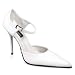 MILAN 4 1/2 Inch Sexy High Heel D'orsay Pump Shoe With Ankle Strap Stiletto Heel And Pointed Toe White Patent Pleaser