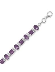 Amethyst Tennis Bracelet with Square and Oval Stones Sterling Silver