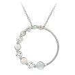 Sterling Silver Cubic Zirconia Created-Opal Circle Pendant with Rolo Chain, 18"