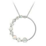 Sterling Silver Cubic Zirconia Created Opal Circle Pendant w/ Rolo Chain, 18 31JEebpZnTL. SL160 Sterling Silver Cubic Zirconia Created Opal Circle Pendant w/ Rolo Chain, 18