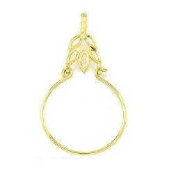 Leaf Charm Holder 14k Gold 33mm