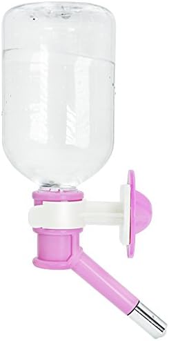 Meicent No Drip Small Animals Water Bottle 17.6 Oz,Patented Leak Proof Pet Water Bottle for Dogs,Cats,Bunny,ABS Plastic Bottle(BPA FREE),Stainless Nozzle,Nozzle Diameter:10mm,Length:80mm(Pink)