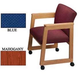 Lesro┬« Classic Close Back Flared Arm Chair With Casters, Core Eve Fabric/Mahogany Frame