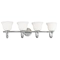 Kenroy Home Epoch 4 Light Vanity Light with 6-Inch White Glass Shades