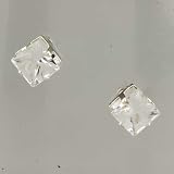 Square April Birthstone Earrings Crystal Stud