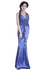 Sexy Halter Cocktail Lace Mermaid Polyester Evening Dress  With a Sash 