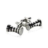 Silver and Charcoal Gray Silver Rollers Cufflinks with Presentation Box