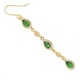 14K DANGLE EARRINGS W/ 6X4MM PERIDOT & CZ