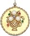 Basket with Flowers on Round Disc, 14K Gold Charm