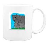 Mug with mother, baby, bear, animal, black