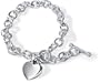 Sterling Silver Heart Charm Toggle Bracelet