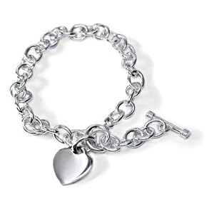 Buy Sterling Silver Heart Charm Toggle Bracelet by Gold and Diamond Source